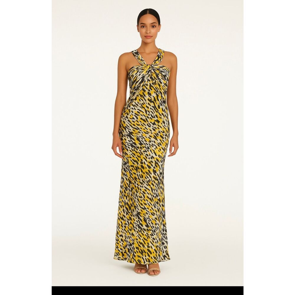 Formal Gala Dress Size 16 Tadashi Shoji Silk Leopard Maxi Gown